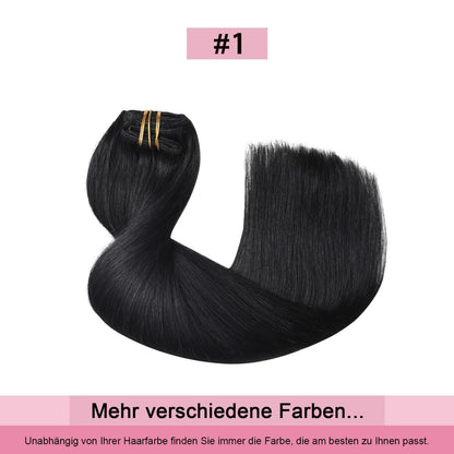 Remy Clip-in Haarverlängerung #1 Tief Schwarz 45cm Echthaar