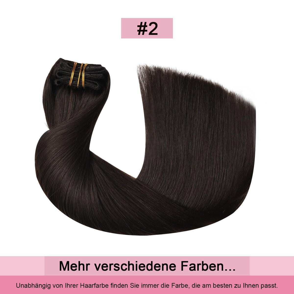Remy Echthaar Clip-Ins #2 Dunkelbraun 40cm – 7-tlg.