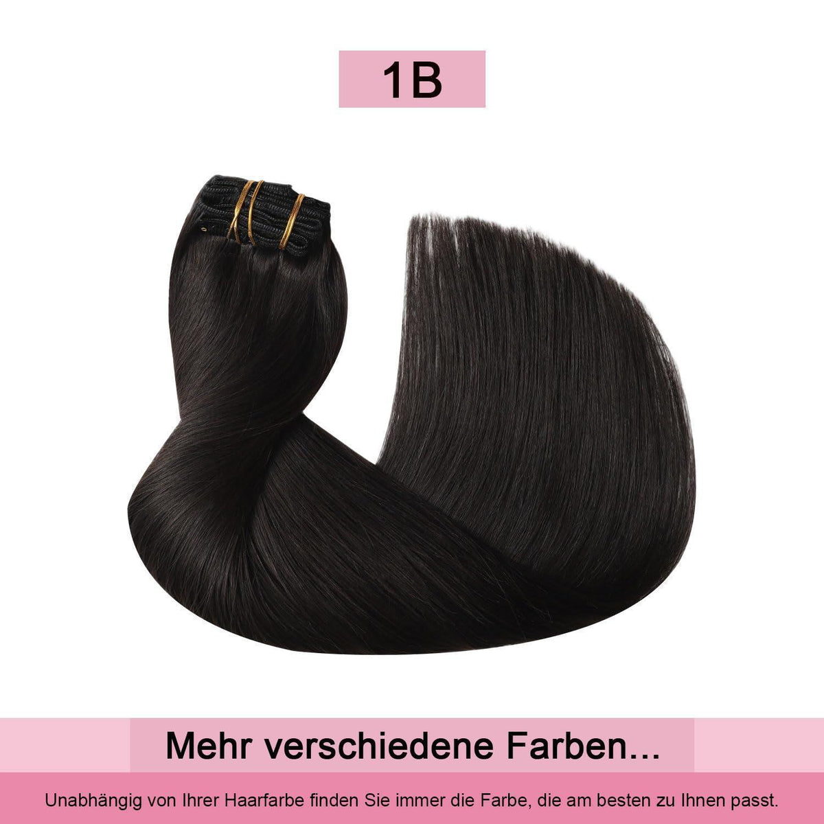 Remy Echthaar Clip-Ins #1B Schwarz 40cm – 7-tlg. Haarverlängerung