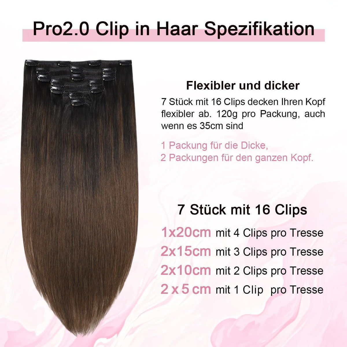 Remy Clip-in Haarverlängerung #1BT4 – 45cm Echthaar