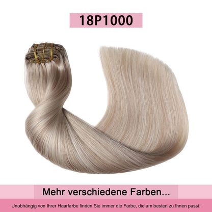 Echthaar Clip-in Extensions Aschblond #18p1000, 45cm
