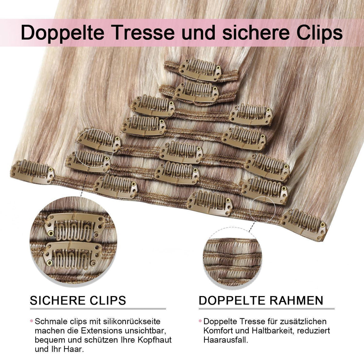 Remy Clip-in Haarverlängerung #18/22/60 – 45cm Echthaar