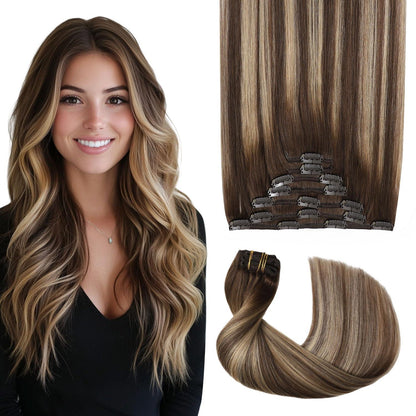 Remy Clip-in Haarverlängerung #4/27/4 Balayage – 45cm Echthaar