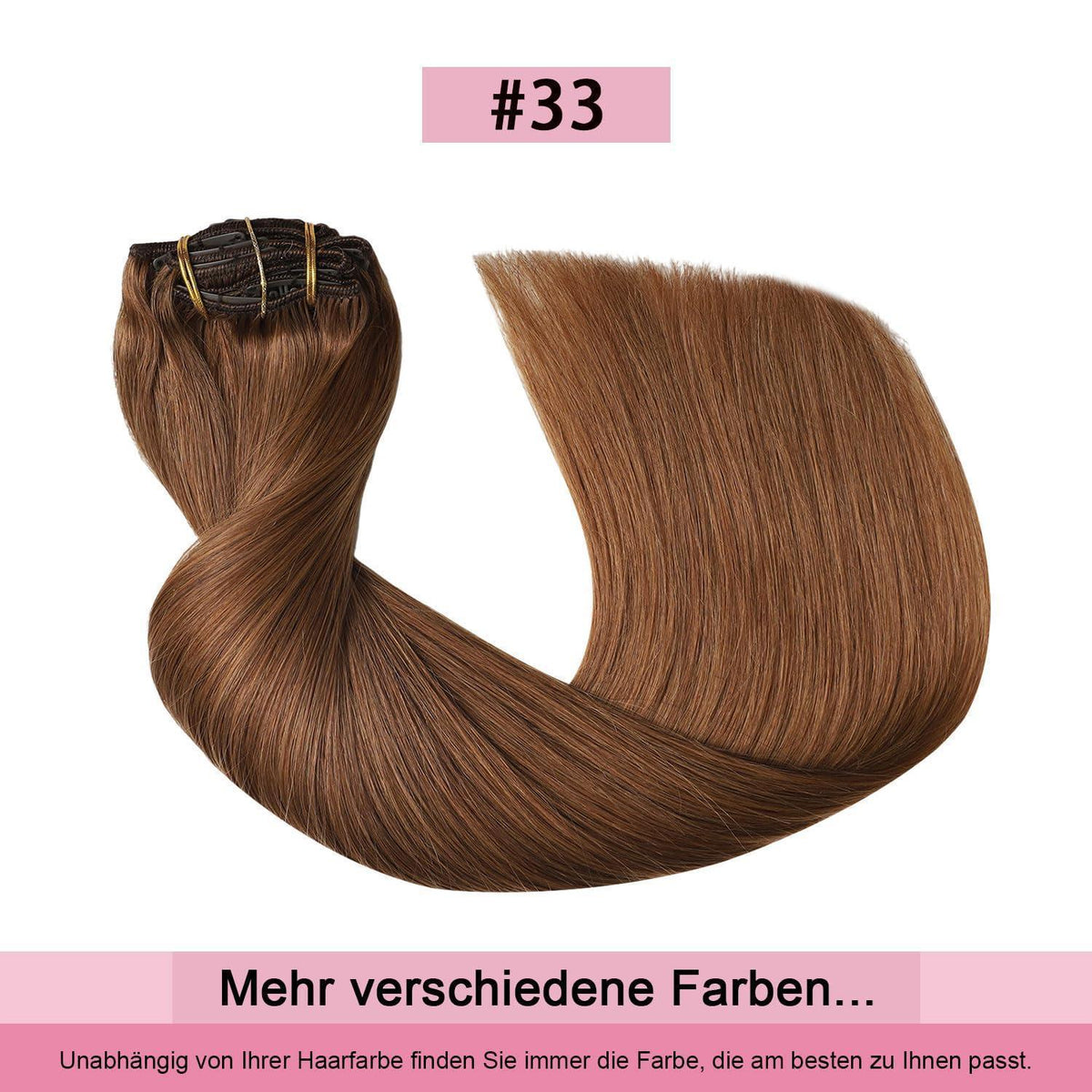 Clip-in Haarverlängerung Rotbraun #33 – Echthaar 55cm