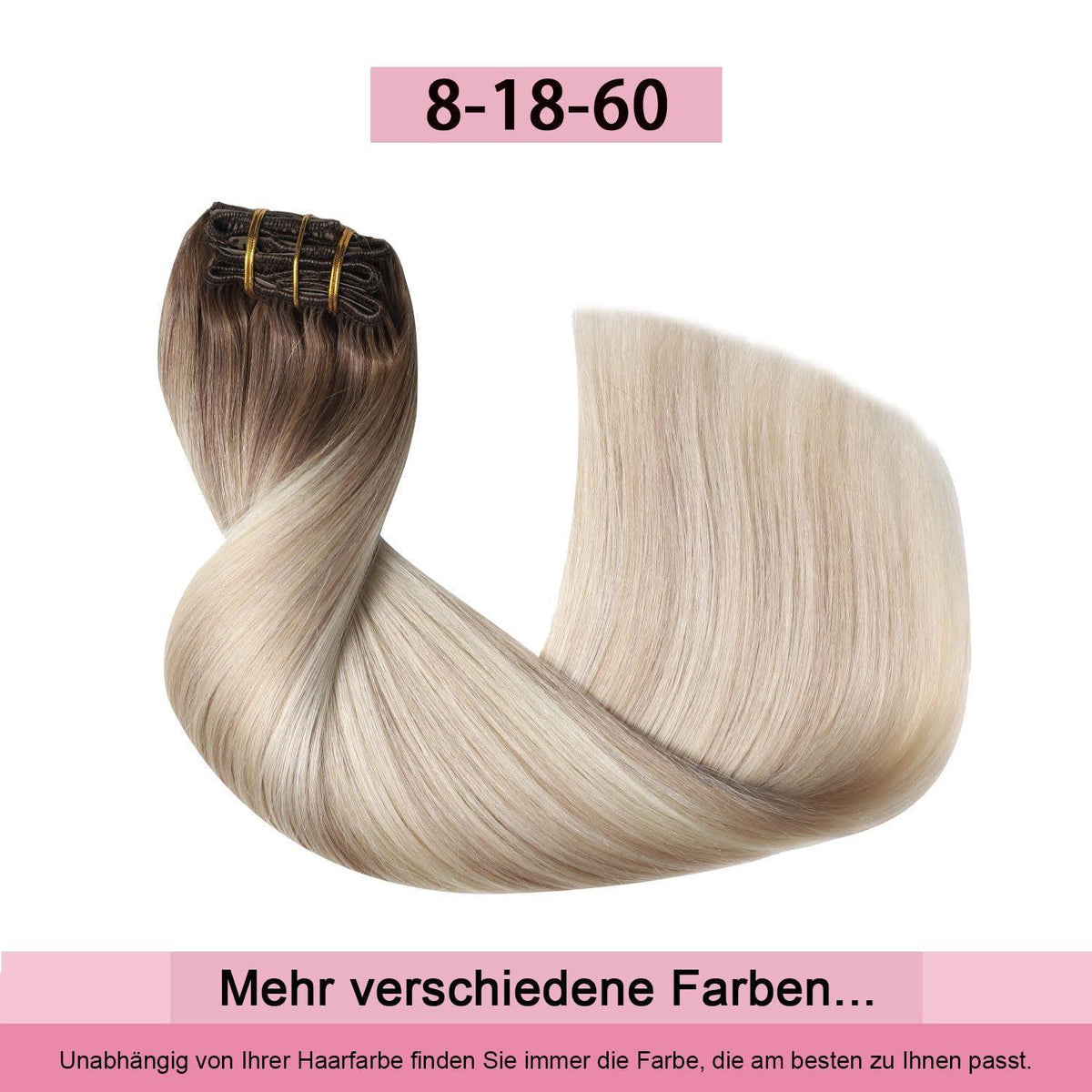 Clip-in Haarverlängerung Ombre Braun-Blond 55cm Echthaar