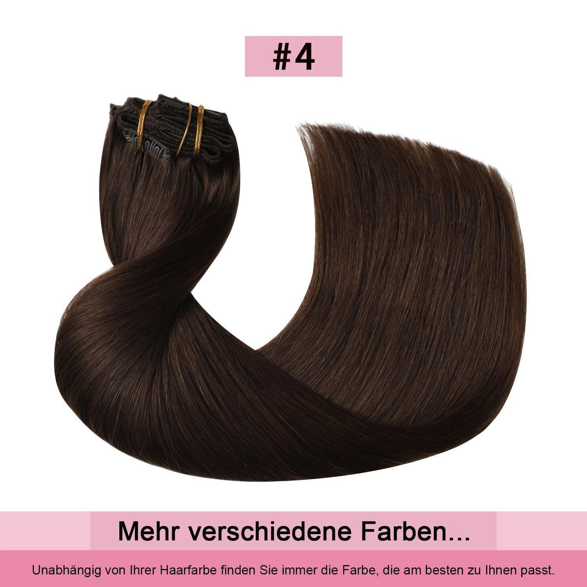 Remy Clip-in Haarverlängerung #4 Mittelbraun 45cm Echthaar