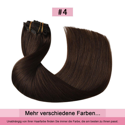 Remy Clip-in Haarverlängerung #4 Mittelbraun 45cm Echthaar