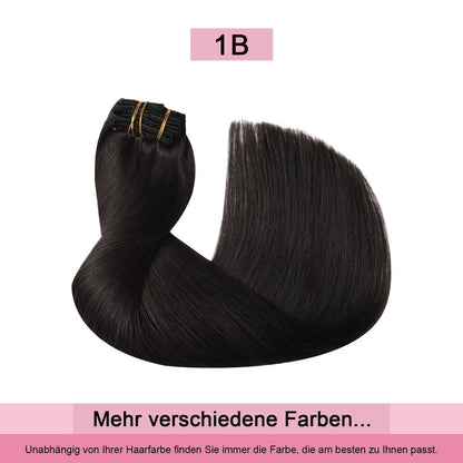Clip-in Haarverlängerung Echthaar #1B Schwarz 45cm 120g