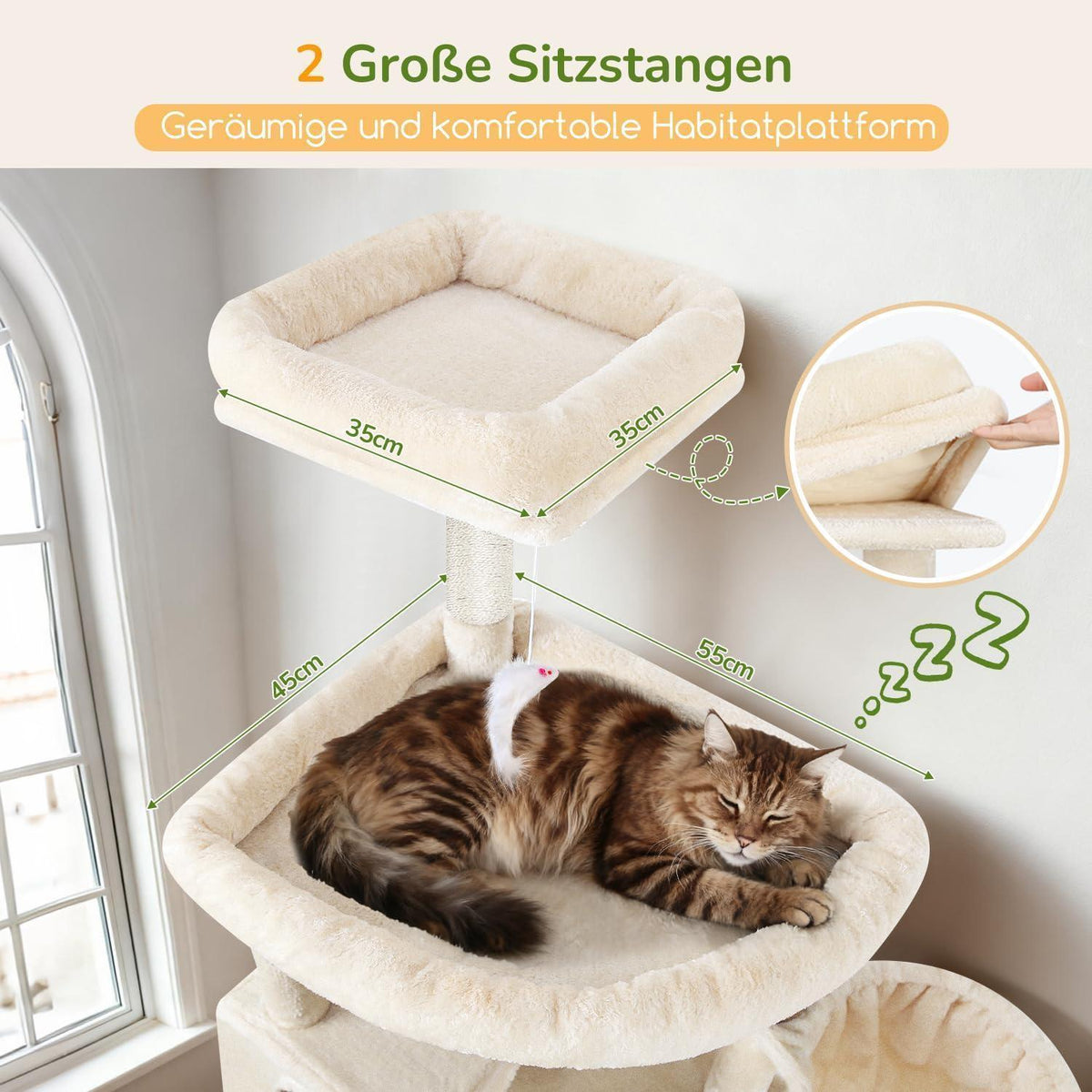 XXL Kratzbaum Beige für Große Katzen – Stabil & Komfortabel
