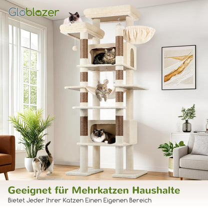 XXL Kratzbaum für Große Katzen – 213 cm, Stabil & Beige