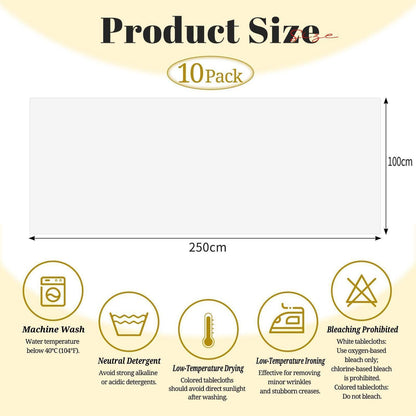 10x Biertisch Tischdecke Weiß 250x100cm – Wasserabweisend & Waschbar