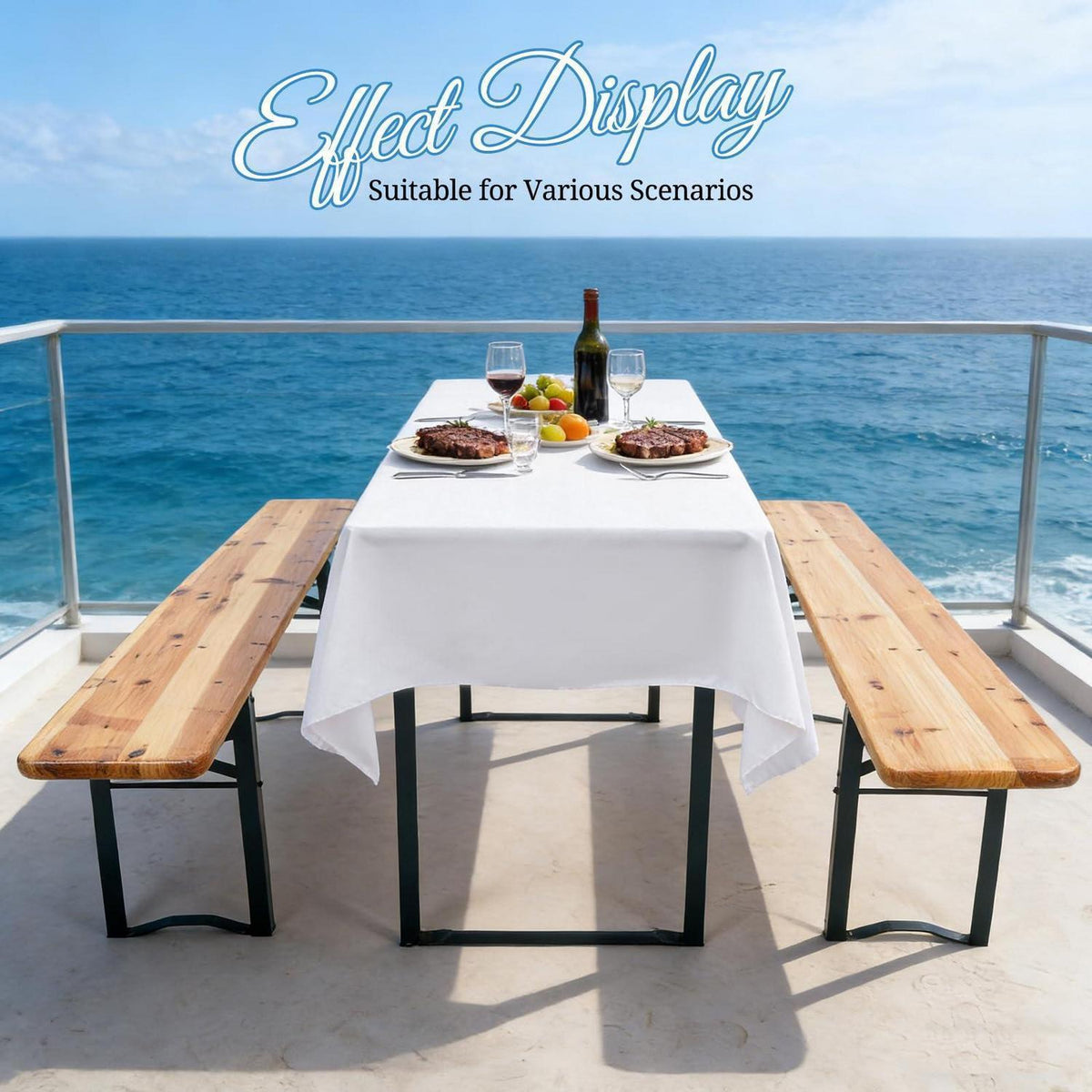10x Biertisch Tischdecke Weiß 260x110cm – Waschbar & Langlebig