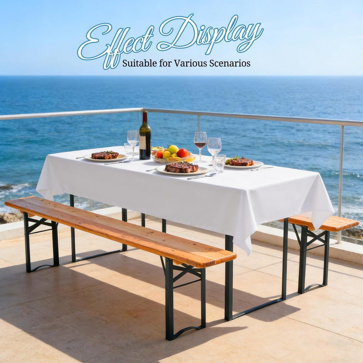 10x Biertisch Tischdecke Weiß 260x110cm – Waschbar & Langlebig