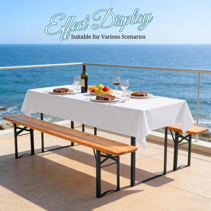 10x Biertisch Tischdecke Weiß 260x110cm – Waschbar & Langlebig