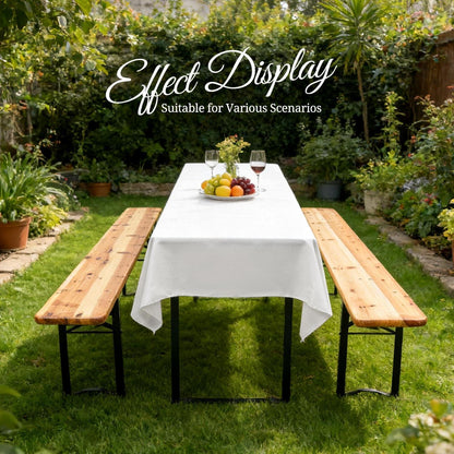 10x Biertisch Tischdecke Weiß 260x110cm – Waschbar & Langlebig