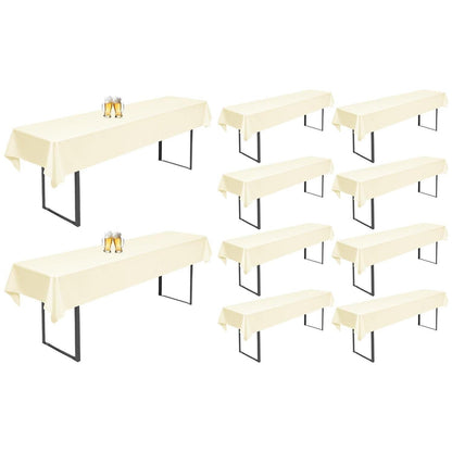 10x Biertisch Tischdecke Beige – Wasserabweisend & Waschbar 250x100cm