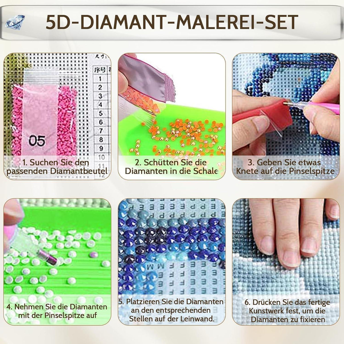 5D Diamond Painting Blumenwiese – Vollbohrer Bastelset 30x40cm