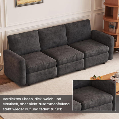 Modulares Samtsofa mit Stauraumhocker – Flexibles Wohnzimmer Sofa