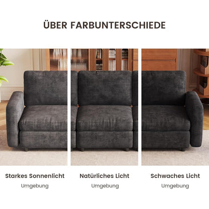 Modulares Samtsofa mit Stauraumhocker – Flexibles Wohnzimmer Sofa