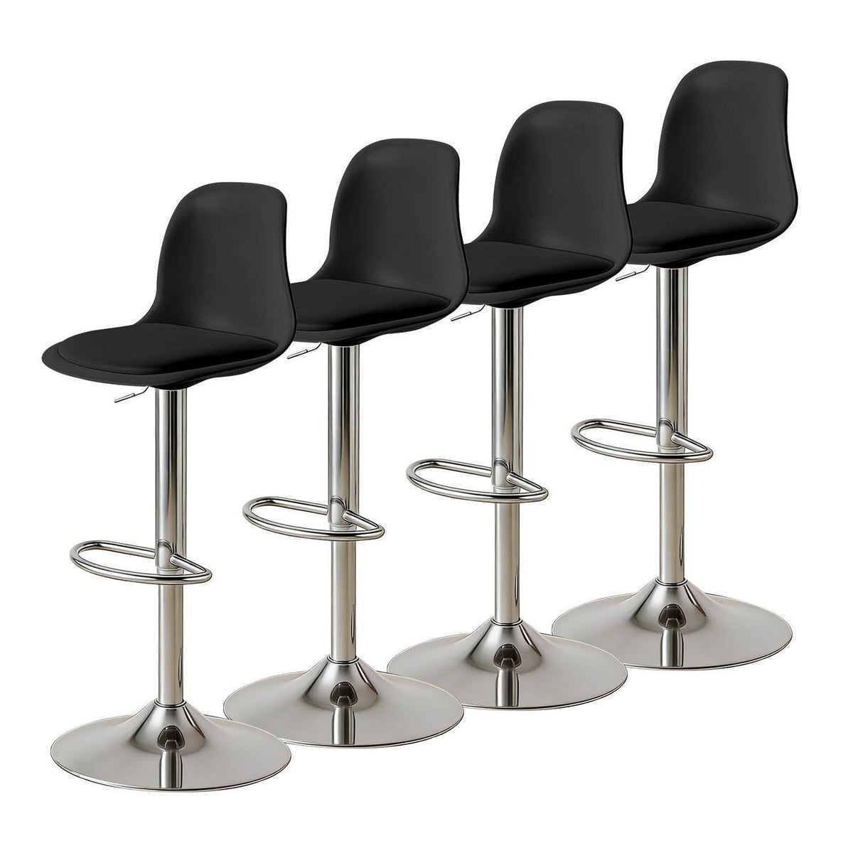 Modernes Barhocker-Set (4x Schwarz) – Höhenverstellbar & Drehbar