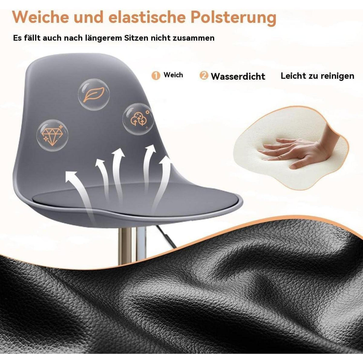Modernes Barhocker-Set (4x Grau) – Höhenverstellbar & Drehbar