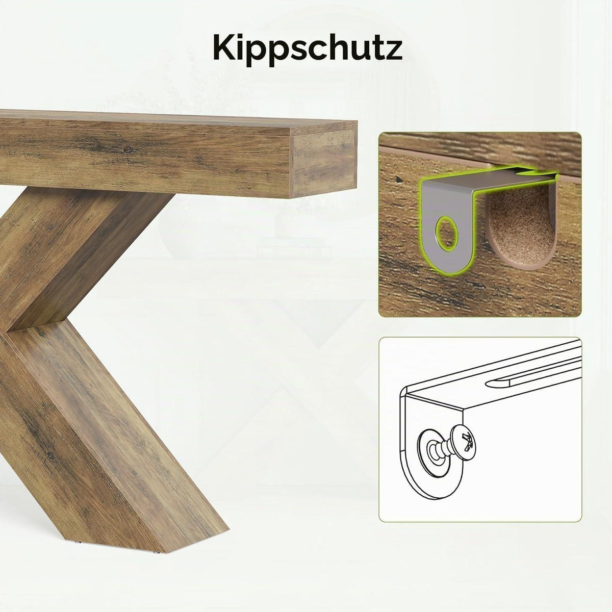 Schmaler Konsolentisch 140cm – Industrie Flurtisch mit X-Design