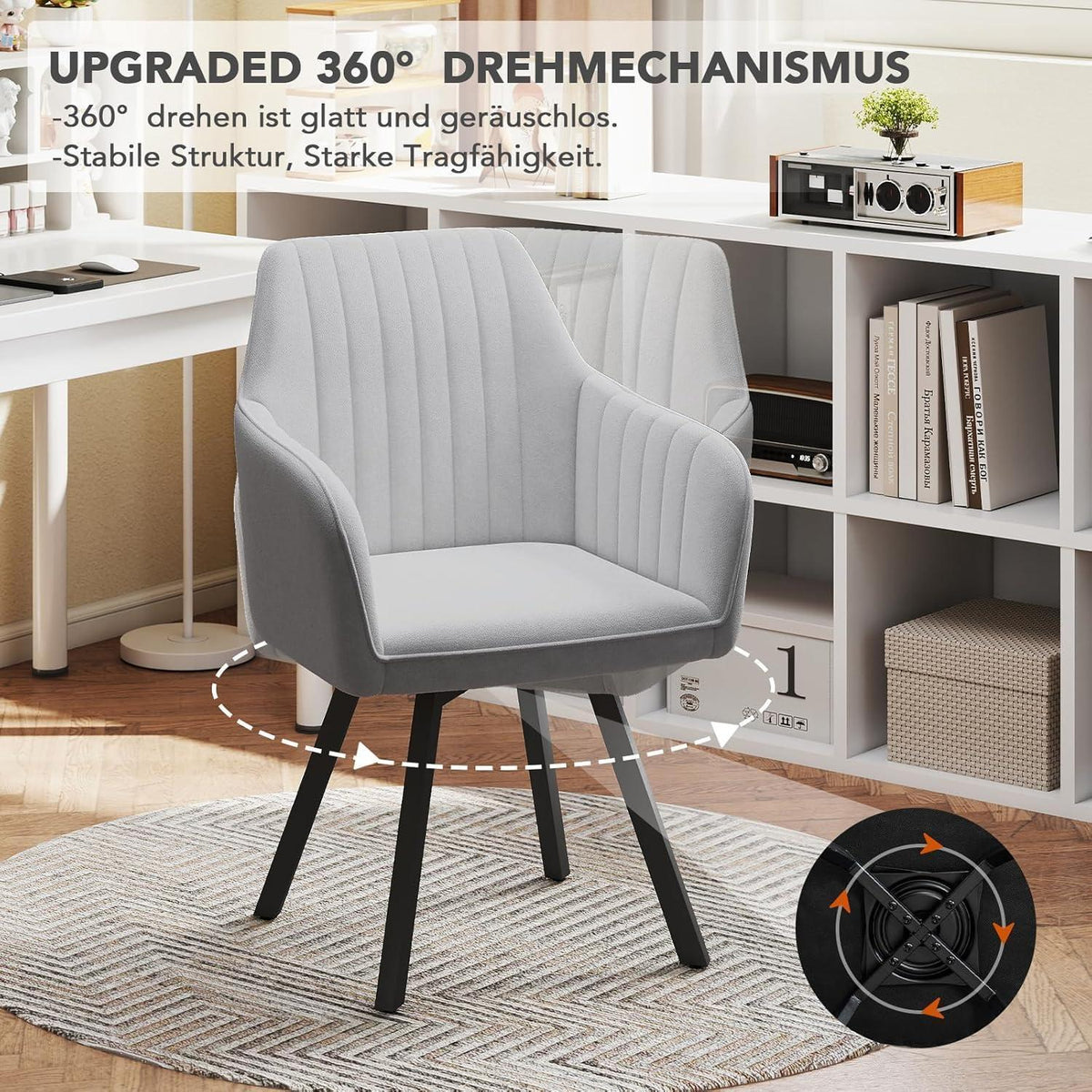 Drehbarer Esszimmerstuhl mit Armlehne & Samtbezug - 2er Set