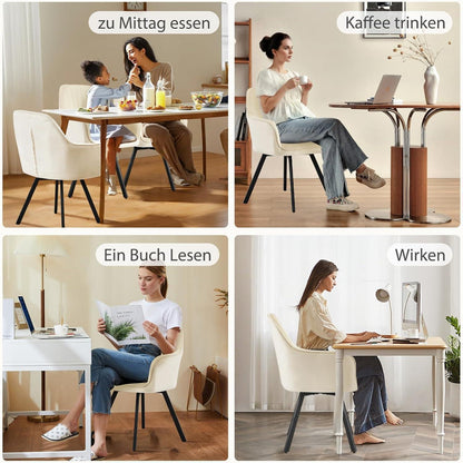 Drehbarer Esszimmerstuhl mit Armlehne & Samtbezug – 6er Set Beige
