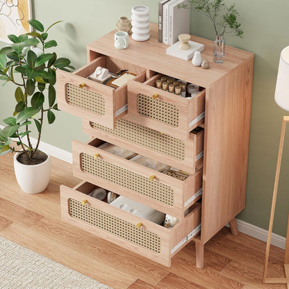 Rattan Schubladenschrank mit Kippschutz – Kommode für Schlafzimmer & Co.