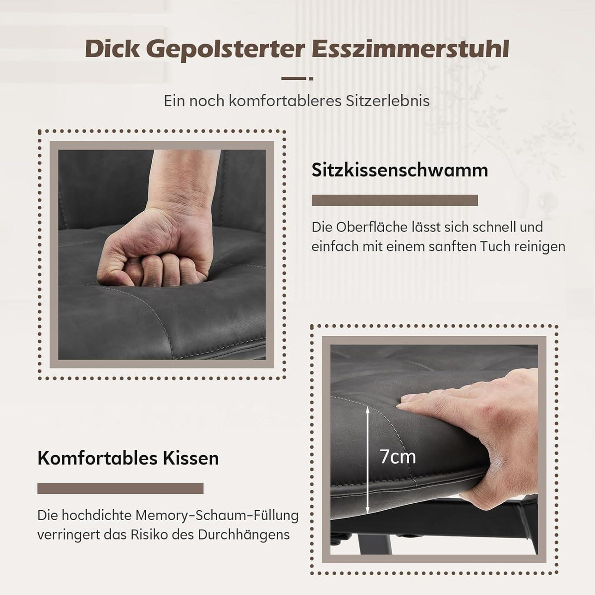 Drehbare Esszimmerstühle Grau 6er Set mit Armlehnen