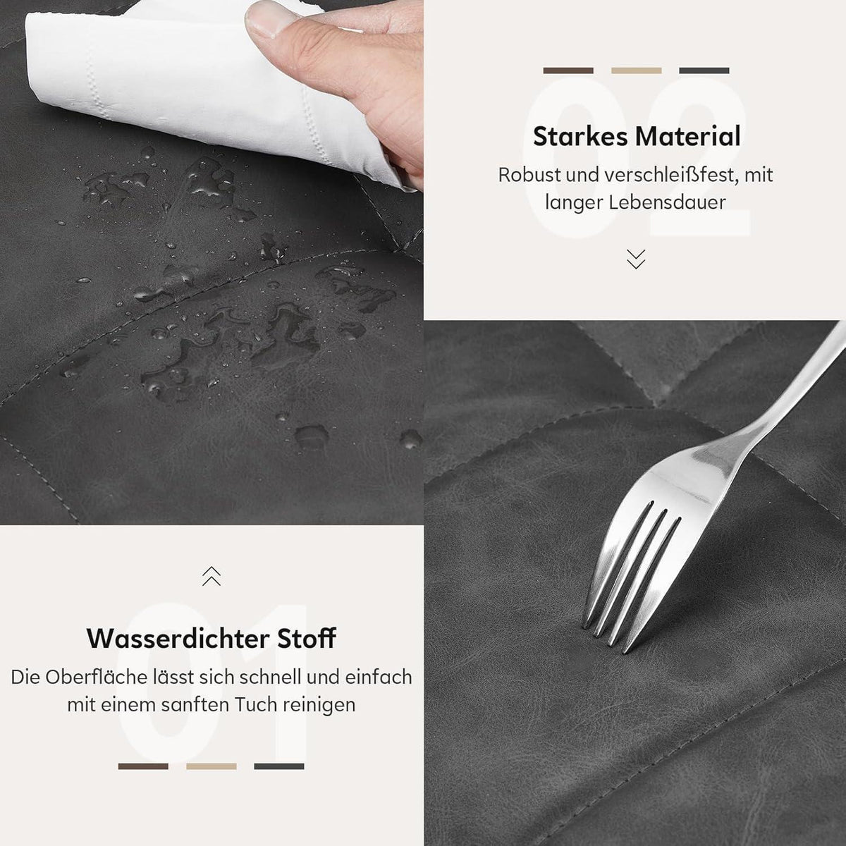 Drehbare Esszimmerstühle Grau 6er Set mit Armlehnen