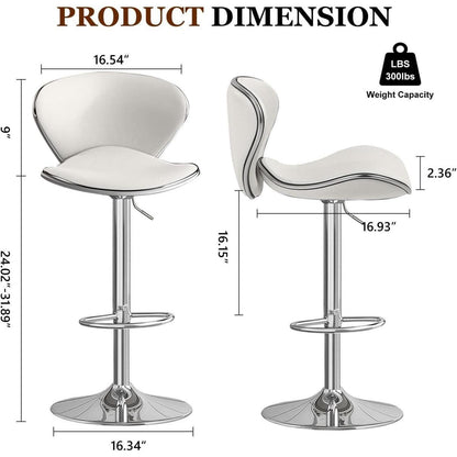 Moderne Barhocker-Set (2x Weiß) mit Fußstütze & Höhenverstellung