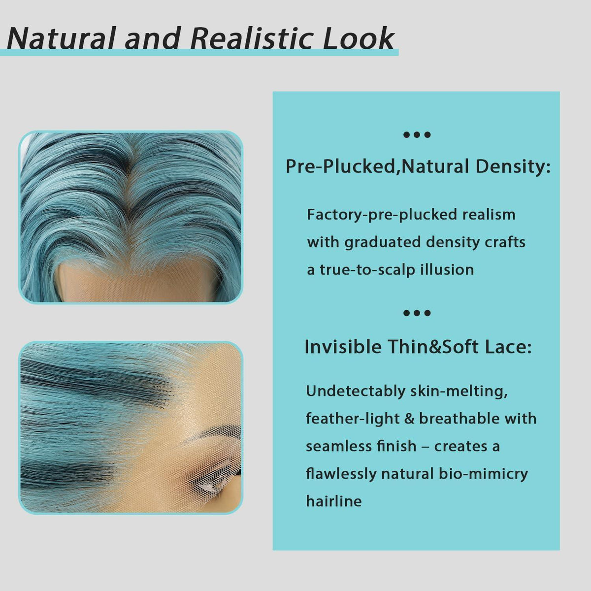 Blaue Highlights Wellige Lace Front Perücke – 24 Zoll Synthetik