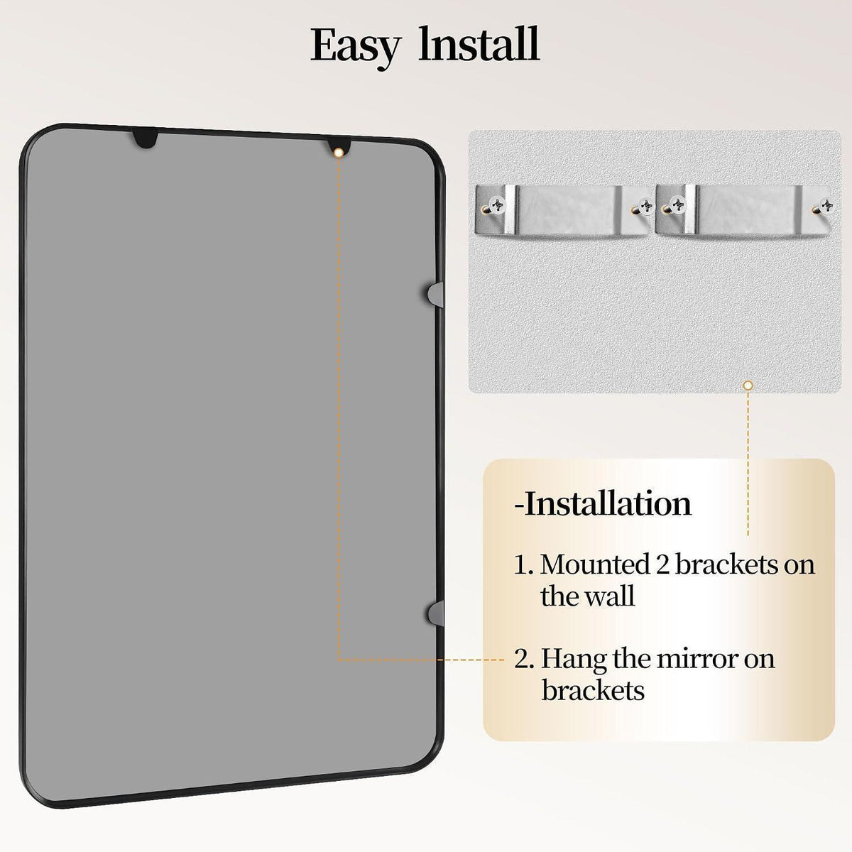 Wandspiegel 90x60 cm - 2er Set | ESG-Glas, Eisenrahmen, Modern