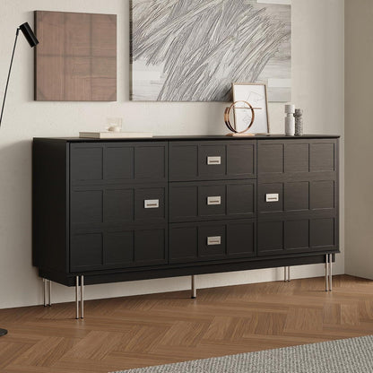Schwarzes Sideboard mit 3 Schubladen & 2 Türen – 160cm
