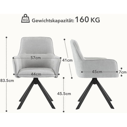 Drehbarer Esszimmerstuhl Set 6x – Bequemer Chenille Polsterstuhl