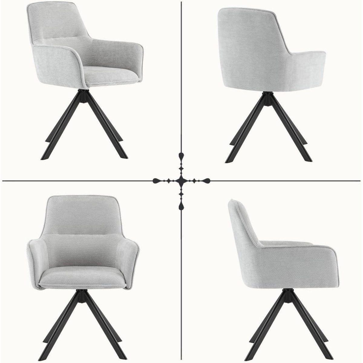 Drehbarer Esszimmerstuhl Set 6x – Bequemer Chenille Polsterstuhl