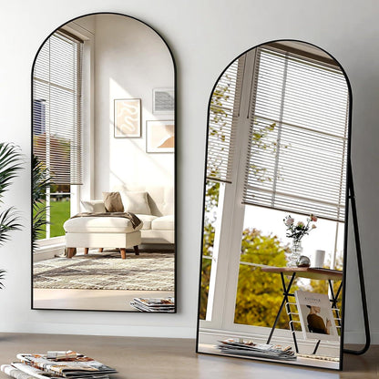 Großer Gewölbter Standspiegel 200x90 cm | Wand & Stand | Schwarz