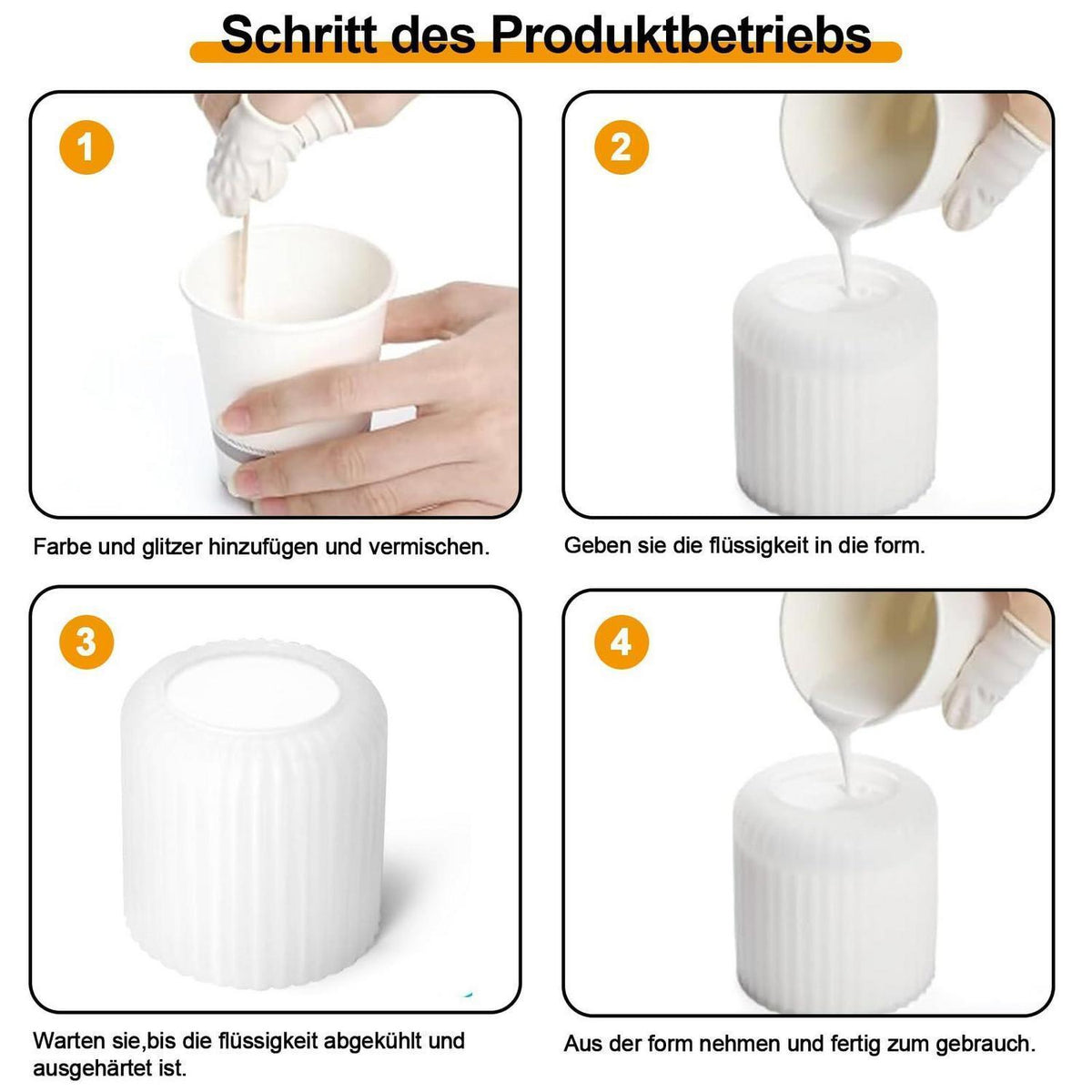 Silikonform Kerzenhalter & Gießform 5er Set mit Deckel