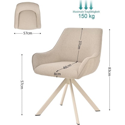 Drehbarer Esszimmerstuhl Set 6er – Beige, Modern & Komfortabel