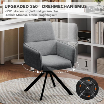 Drehbarer Esszimmerstuhl Set, Dunkelgrau, Chenille & Metall