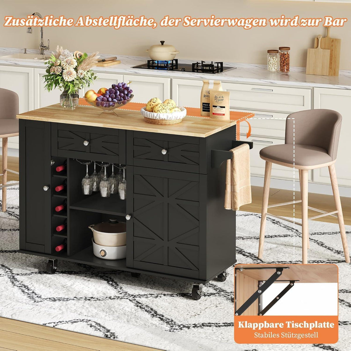 Küchenwagen mit Klappplatte & Stauraum – Mobil & Modern
