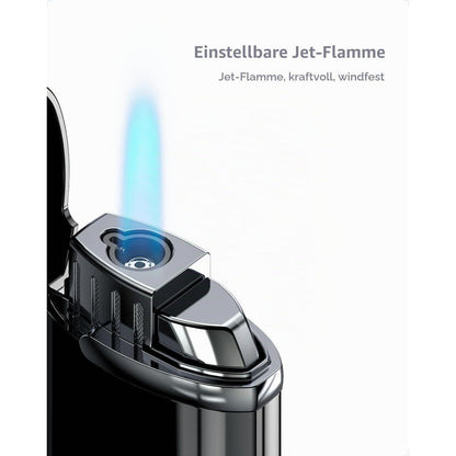Jet Sturmfeuerzeug Schwarz – Nachfüllbar & Winddicht