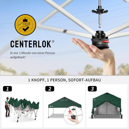 3x3m Faltpavillon wasserdicht mit Seitenwänden & UV-Schutz