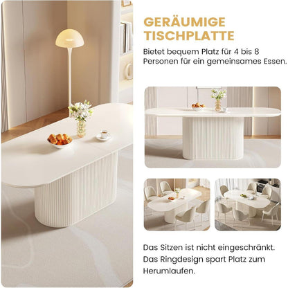 Weißes Esstisch Set mit 4 Stühlen – Skandinavisches Design 220cm