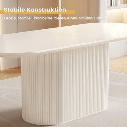 Weißes Esstisch Set mit 8 Stühlen – Skandinavisches Design 220cm