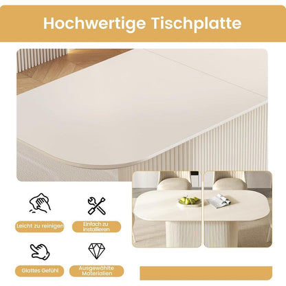 Weißes Esstisch Set mit 8 Stühlen – Skandinavisches Design 220cm