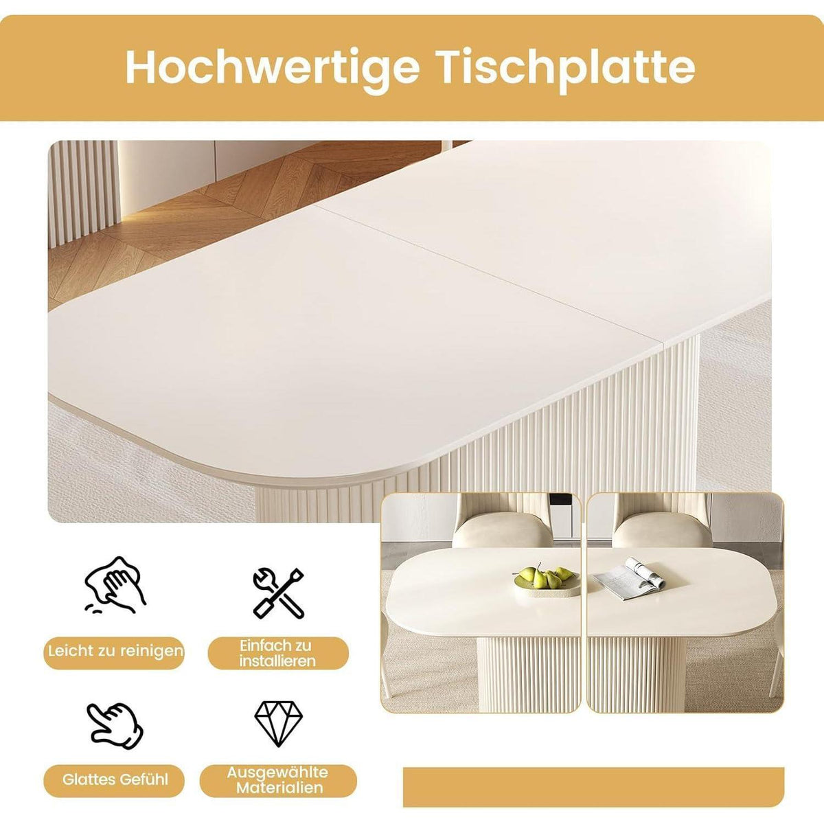 Weißes Esstisch Set mit 4 Stühlen – Skandinavisches Design