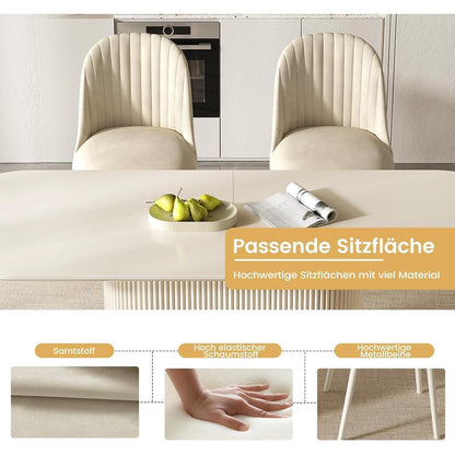Weißes Esstisch Set mit 6 Stühlen – Skandinavisches Design 220cm