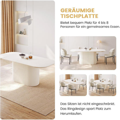 Esszimmertisch Set Weiß mit 4 Stoffstühlen – Skandinavisches Design